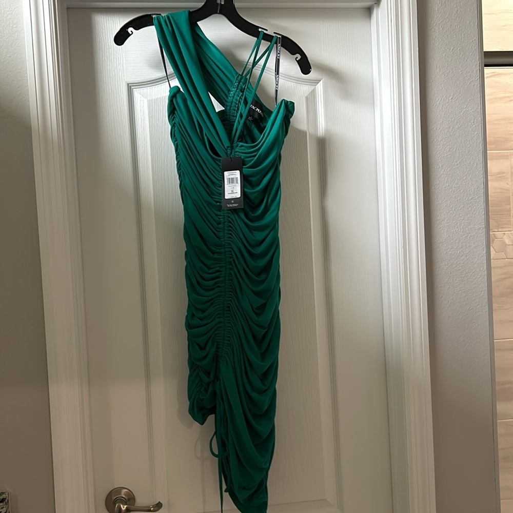 NWT Zac Posen One-Shoulder Matte Jersey Drawcord Dress - Picture 3 of 8